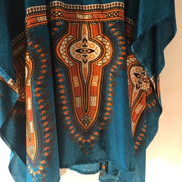 NWT California Woman Dashiki, Size: Free Size, Color: Dark Turquoise & Orange - Picture 9 of 12